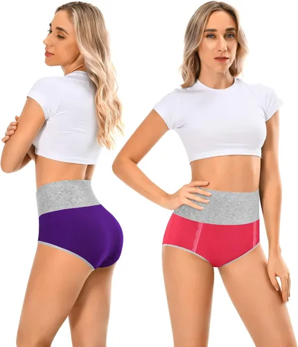 Vista 3 de MISSWHO Cotton High Waisted Womens Underwear Soft Stretch Breathable Full Coverage Ladies Panties Multipack