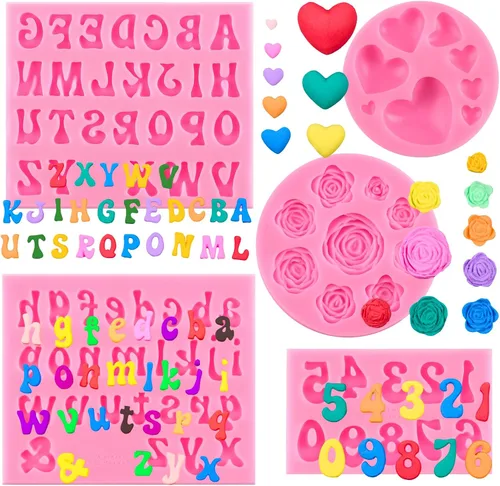Vista 8 de Moldes de silicona para fondant de letras y números, 3