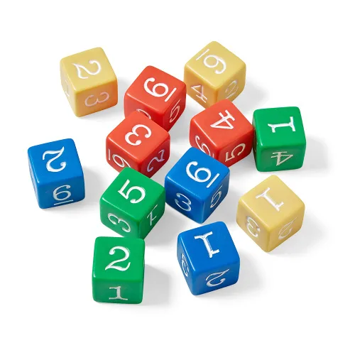 Vista 3 de hand2mind Dados de plástico con números de color de 3/4 pulgadas (juego de 12)