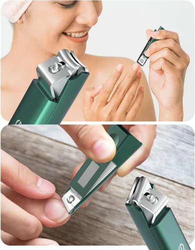Vista 3 de Bonito juego de aseo premium 5 en 1: cortaúñas, lima, púa de orejas, tijeras para el cabello facial y espejo en una elegante caja de almacenamiento