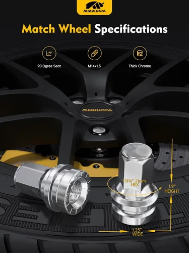 Vista 16 de MIKKUPPA 9/16-18 Tuercas de rueda OEM, reemplazo para tuercas de rueda Dodge Dakota 2005-2010, Durango 2004-2009, ruedas de fábrica Ram 1500