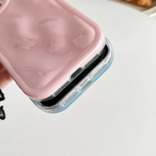 Vista 6 de Caseative Funda para iPhone 15 Pro Max, color negro Suavidad de la galjanoplastia de cromo del patrón de la burbuja del meteorito de la onda