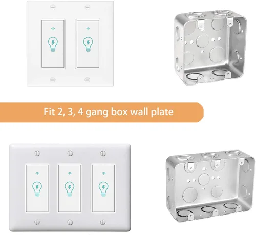 Vista 3 de Micmi Interruptor inteligente, interruptor de luz WiFi en la pared compatible con Amazon Alexa Google Home, función de temporizador, apto para caja
