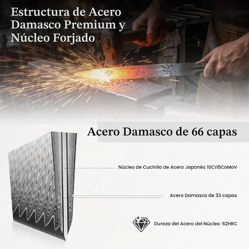 Vista 4 de SHAN ZU Juego de cuchillos de damasco de 3 piezas, juego de cuchillos