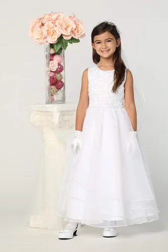 Vista 7 de Vestidos de Primera Comunión para Niñas 7-16 Vestido de Santa Comunión Blanco Vestidos de Primera Comunión para Niñas Plus