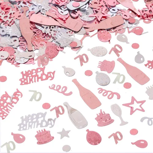Vista 6 de Confeti de cumpleaños número 13, confeti de oro rosa número 13, confeti de papel de aluminio metálico, estrella para pastel de cumpleaños, confeti