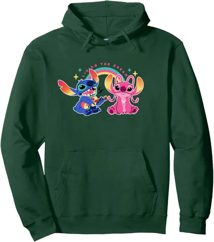 Vista 6 de Disney Sudadera con capucha Stitch and Angel Living the Dream, Negro, S