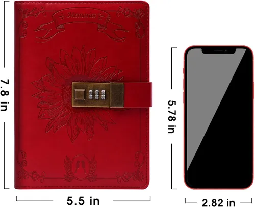 Vista 7 de Diario de bloqueo para mujer, diario vintage con cerradura personal, recargable, diario de bloqueo de cuero, cuaderno de escritura B6 para niñas