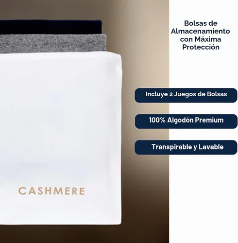 Vista 3 de Conjunto de bolsa de almacenamiento de suéter de lana de cachemira con madera de cedro integrada