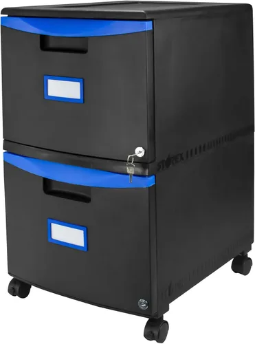 Vista 8 de Storex Archivador móvil de dos cajones, 2 cajones de archivo legal/tamaño carta, negro/azul, 14.75 x 18.25 x 26 pulgadas