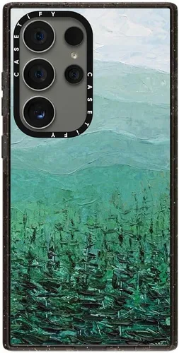 Vista 117 de CASETiFY Funda de impacto para Galaxy S22+ - Adhesivo Aries Moross, color negro transparente