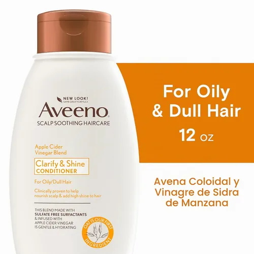 Vista 2 de Aveeno Acondicionador aclarante de vinagre de sidra de manzana, 12 onzas