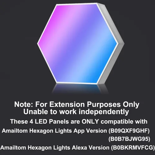 Vista 2 de Paneles de luz hexagonales de expansión, 4 paneles LED, luces LED hexagonales de pared, efectos de color de sueño, luces inteligentes