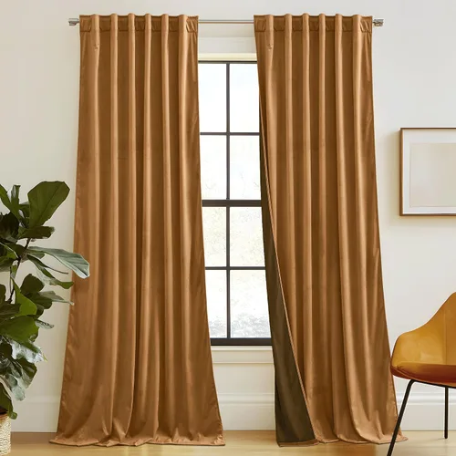 Vista 27 de RYB HOME Cortinas 100% opacas de terciopelo blanco para dormitorio, pestaña trasera y bolsillo para barra, aislamiento térmico, cortinas