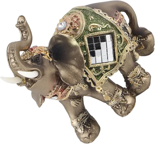 Vista 3 de WAL FRONT Lucky Feng Shui - Estatua de elefante verde, escultura de riqueza, regalo para decoración del hogar (verde mediano)