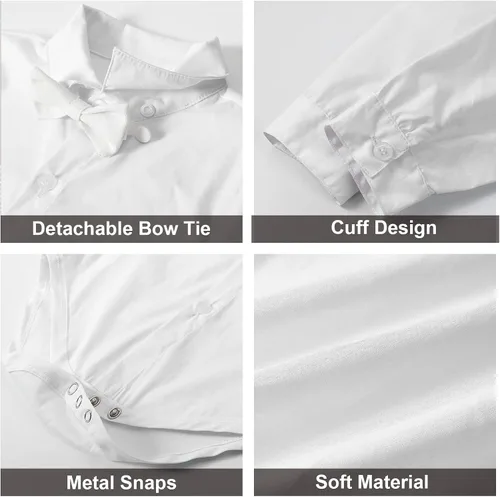 Vista 4 de A&J DESIGN Trajes de bebé para niños, traje formal de tirantes de boda con pajarita