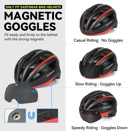Vista 2 de EASTINEAR Gafas magnéticas para cascos de bicicleta, visera desmontable para casco de bicicleta, protector solar extraíble para casco de ciclismo
