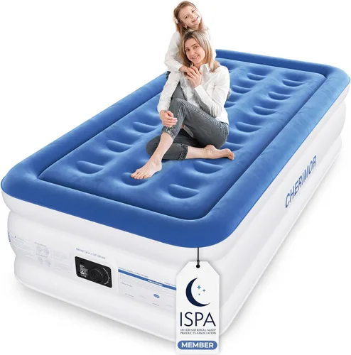 Vista 14 de CHERIMOR Colchón de aire Twin XL con bomba integrada, 18" de altura para mayor comodidad, 80" de longitud, prueba de estanqueidad de 48 horas