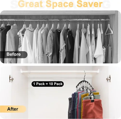 Vista 3 de Organizador de leggings para armario, perchas de metal para pantalones de yoga, 1 paquete con 10 clips con capacidad para 10 leggings, organizador