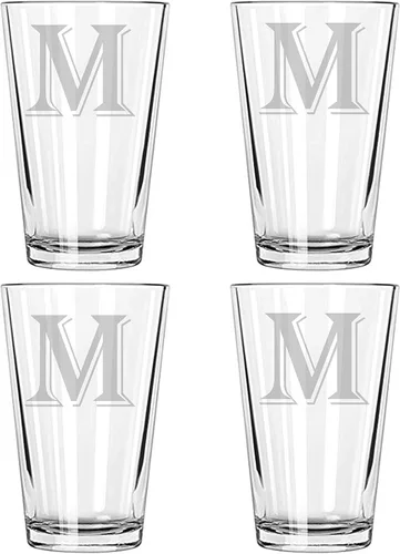 Vista 13 de Alankathy Mugs Juego de 4 monogramas de copa de cerveza (B)