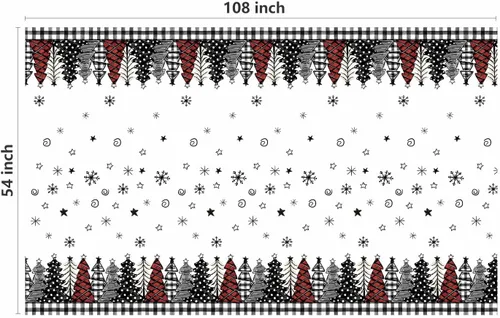 Vista 6 de Horaldaily 1 paquete de mantel desechable de Navidad, cubierta de mesa rectangular de plástico con árboles de nieve para decoración de fiesta