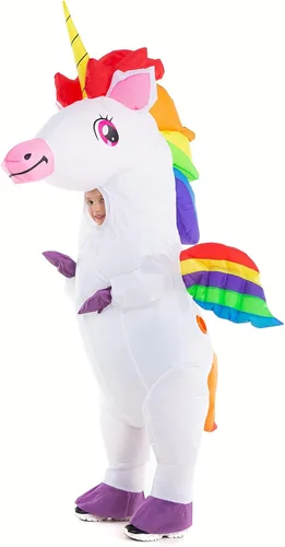 Vista 2 de HSCTEK Disfraz de unicornio inflable unisex para niños
