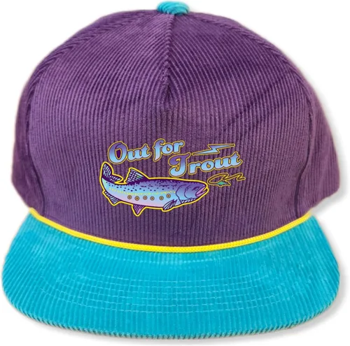 Vista 49 de ThatsRad Out for Trout Corduroy Snapback Sombrero Gorra Pesca con Mosca Pescador