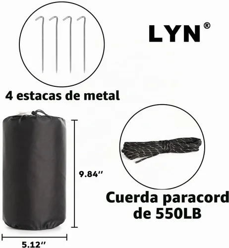 Vista 2 de LYN Tienda de campaña de emergencia reutilizable con cremallera extragrande, impermeable, térmica, ignífuga, ligera, con paracord✚estaca