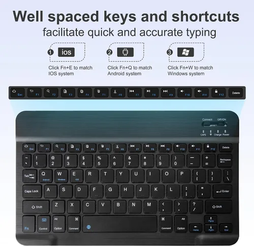 Vista 4 de Funda de teclado para Samsung Galaxy Tab A9 Plus de 11.0 pulgadas (SM-X210/X215/X216/X218), teclado desmontable recargable con cubierta de puerto