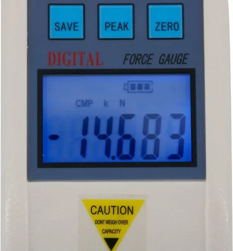 Vista 3 de Medidor de fuerza digital HF-1K Medidor de fuerza Push Pull Medidor Probador 3 unidades de medición N Kg Lb con sensor interno y sensor de celda