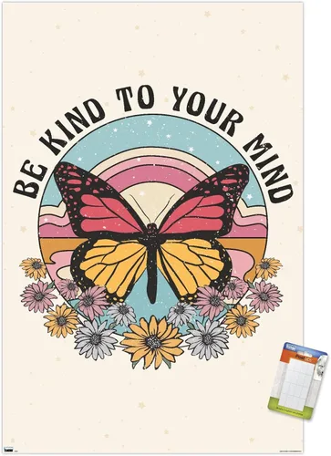 Vista 12 de Trends International Póster de pared Be Kind to Your Mind, 14.725 x 22.375 pulgadas, versión enmarcada de madera de granero