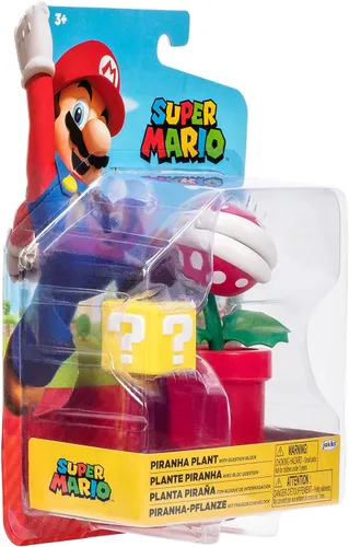 Vista 8 de Super Mario Nintendo - Figura de planta de piraña de 4 pulgadas con accesorio de bloque de preguntas. A partir de 3 años (con licencia oficial)