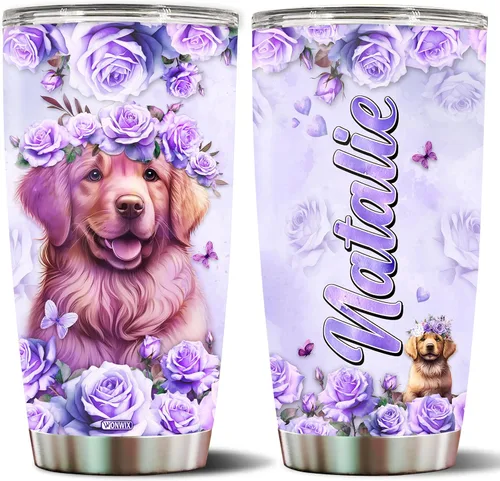 Vista 15 de Regalos personalizados de Beagle para mujeres, esposa, hija, mamá, niña, vaso de acero inoxidable aislado de 20 onzas, taza de viaje, taza de café