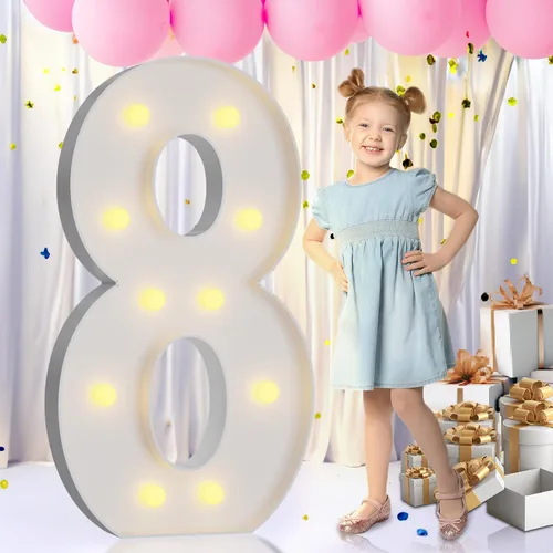 Vista 86 de IMPRSV Letras de mosaico iluminadas de marquesina, 4 pies para globos y fiestas, decoración de kit de arco