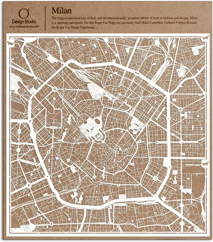 Vista 147 de O3 Design Studio Aberdeen - Mapa de papel cortado en papel blanco de 12 x 12 pulgadas