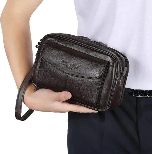 Vista 3 de KPYWZER Bolso de mano de cuero para hombre