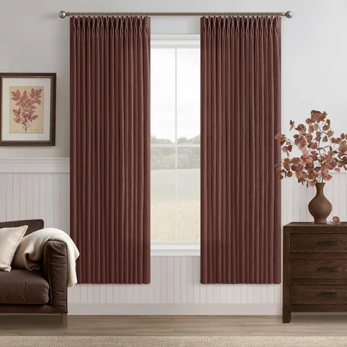Vista 60 de TWODRAPES Cortinas de Lino Plisadas con Pinza Beige Blancas de 54 Pulgadas de Largo 2 Paneles para Comedor Cocina Dormitorio Plisadas Semi