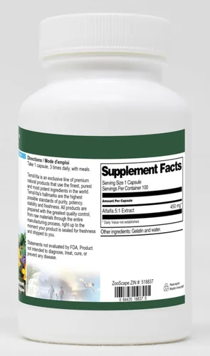 Vista 2 de Terravita Alfalfa 5:1-450 mg (100 Cápsulas, ZIN: 518837)