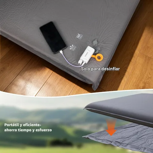 Vista 5 de Colchón de aire para automóvil, colchón de aire autoinflable para SUV con espuma viscoelástica para campamento, cama de campamento ultraligera
