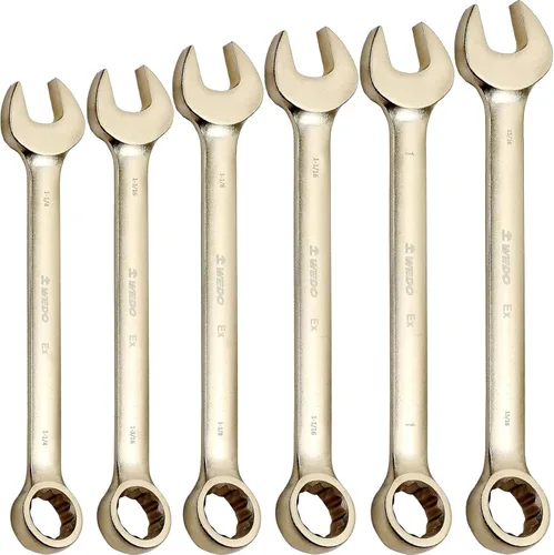 Vista 11 de WEDO Llave combinada sin chispas, llave combinada de seguridad sin chispas, bronce de aluminio, forja, DIN 3113, certificado BAM y FM, tamaño 1