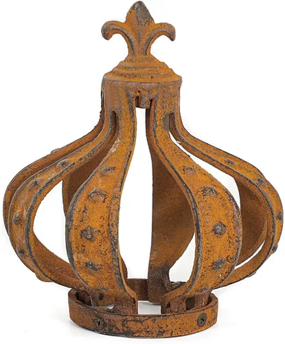 Vista 8 de Sungmor Escultura de corona de hierro fundido, marrón antiguo con acento