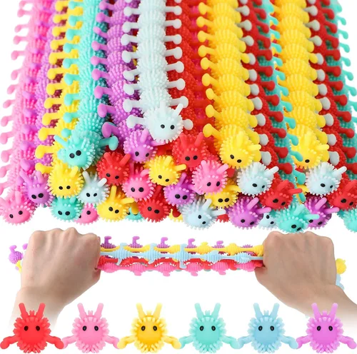 Vista 10 de Chivao Paquete de 50 Juguetes Fidget de Cuerda Elástica a Granel Juguetes Sensoriales de Animales para Niños y Adultos Gusanos Fidget Coloridos
