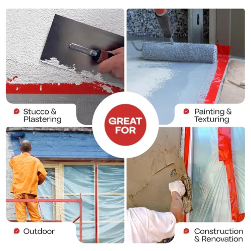 Vista 6 de IDL Packaging Cinta de estuco roja de 2 pulgadas x 60 yardas, 1 rollo, resistente – 60 días de larga duración – Se quita sin dejar rastro