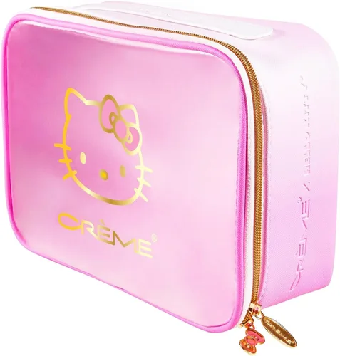 Vista 2 de The Crme Shop Hello Kitty Perfect Pink Estuche de viaje, bolsa de maquillaje y cosméticos para mujer, artículos esenciales de viaje