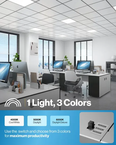 Vista 2 de Sunco - Paquete de 24 luces LED de panel plano de 2 x 2 para techo caído, accesorio de iluminación de repuesto comercial Trofer, 4400 LM, 40W, CCT