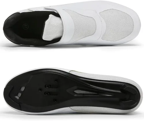 Vista 2 de Zapatos de ciclismo unisex compatibles con zapatos Peloton, zapatos de ciclismo de carretera para interiores para hombres y mujeres, preinstalados