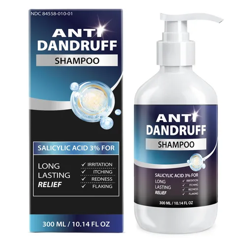 Vista 9 de Champú anticaspa para hombres con 3% de ácido salicílico – Limpieza profunda y calmante Refresco del cuero cabelludo para cuero cabelludo graso