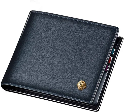 Vista 22 de LAORENTOU Billeteras de cuero genuino para hombre, billeteras plegables con cremallera, bolsillo para monedas, casual, cartera delgada