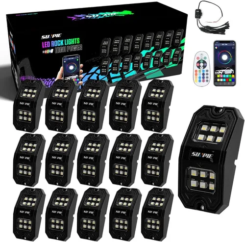 Vista 7 de SUNPIE 4 cápsulas de luces RGBW mejoradas de 210 grados de ángulo amplio con modo APP/voz, modo música, control automático, kit de luces de neón