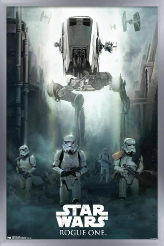 Vista 11 de Trends International Star Wars: Rogue One - Póster de pared de asedio, 14.725 x 22.375 pulgadas, versión enmarcada de madera de granero